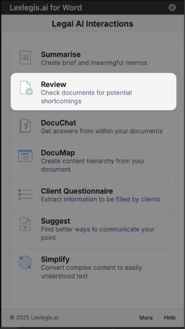 Check legal document for potential shortcomings