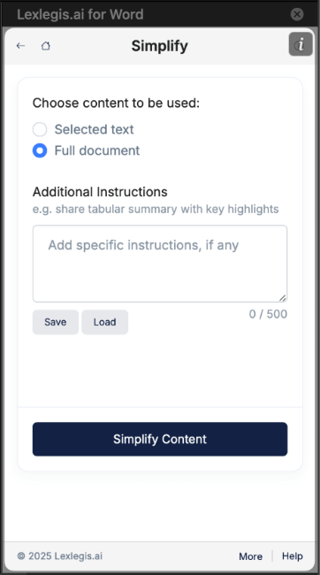 Convert complex legal matter to easily understandable text